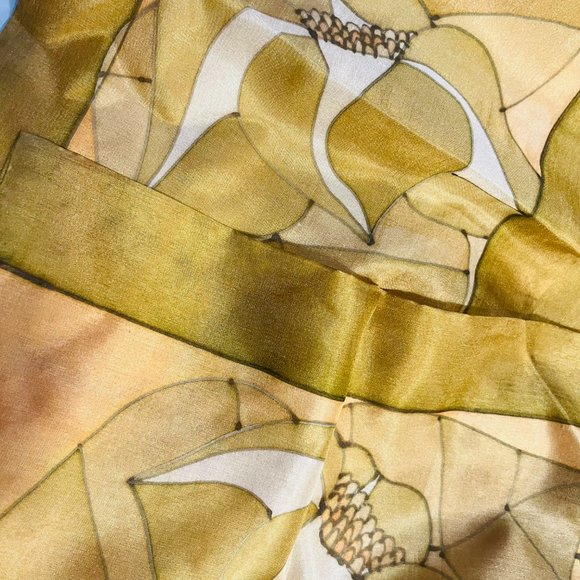 💛 Vintage Art Deco Silk Scarf by Louise Lincourt - Picture 5 of 6